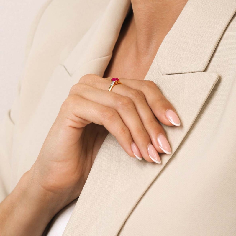 Pierścionek z rubinem i diamentami (R84147 Y RU): 7 - zdjęcie: 5