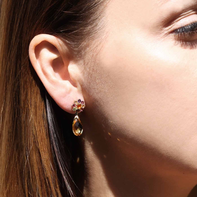 Kolczyki z kolorowymi kamieniami (E88897 Y S) - zdjęcie: 2