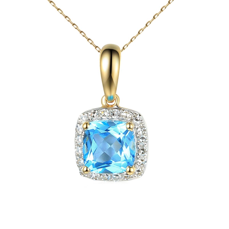 Zawieszka z niebieskim topazem i diamentami (P58266 Y BT) - zdjęcie: 1