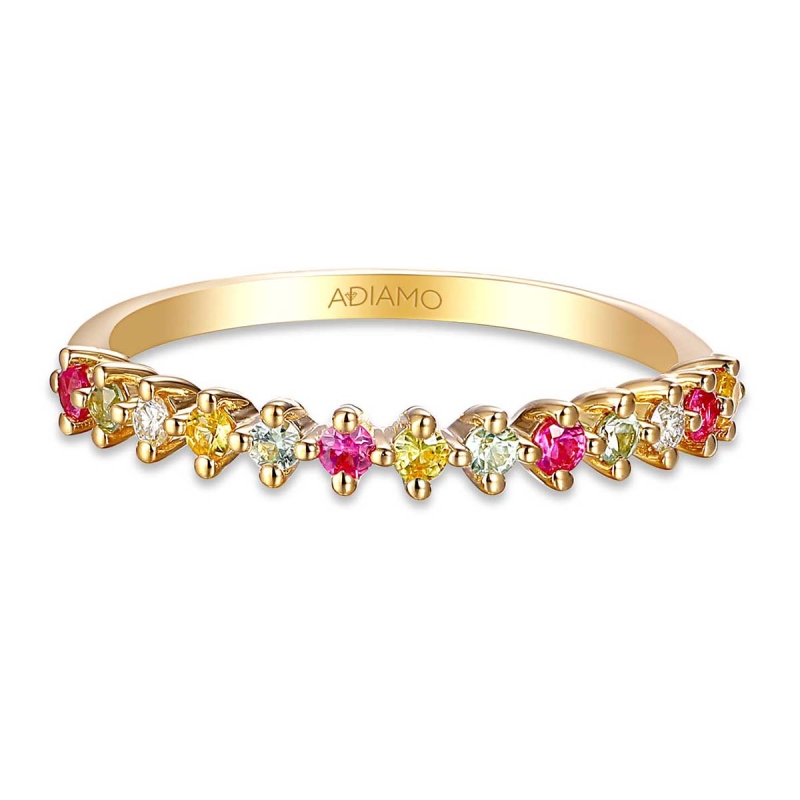 Pierścionek z kolorowymi szafirami i diamentami (R80038 Y SA): 8 - zdjęcie: 3