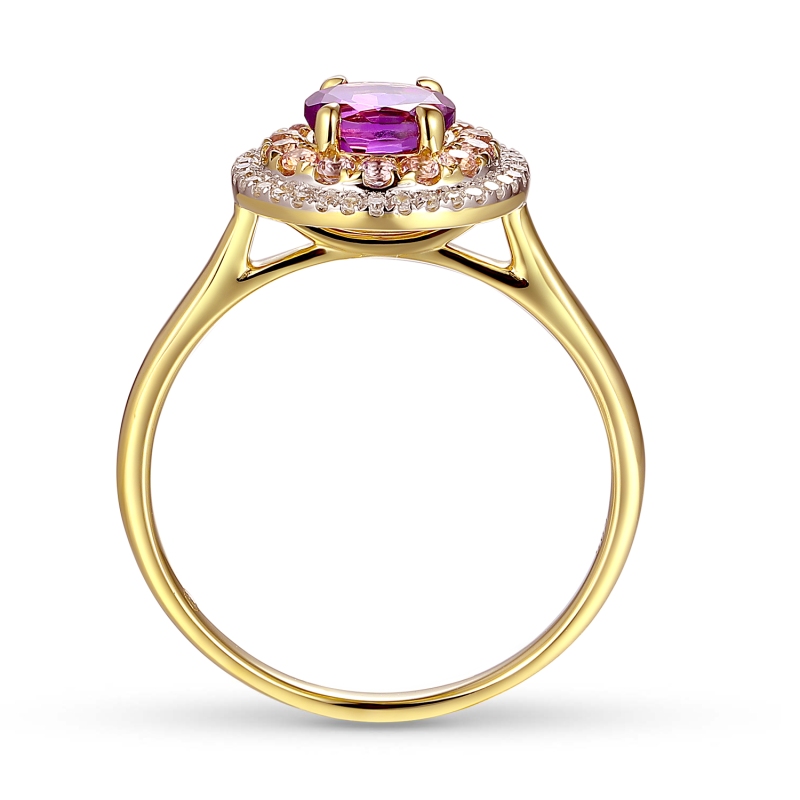 Pierścionek z ametystami i diamentami (R90184 Y AM): 7 - zdjęcie: 4