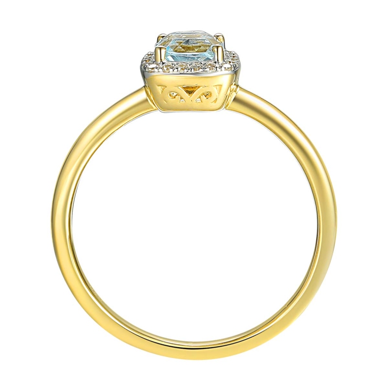 Pierścionek z akwamarynem i diamentami (R58266 Y AQ): 10 - zdjęcie: 3