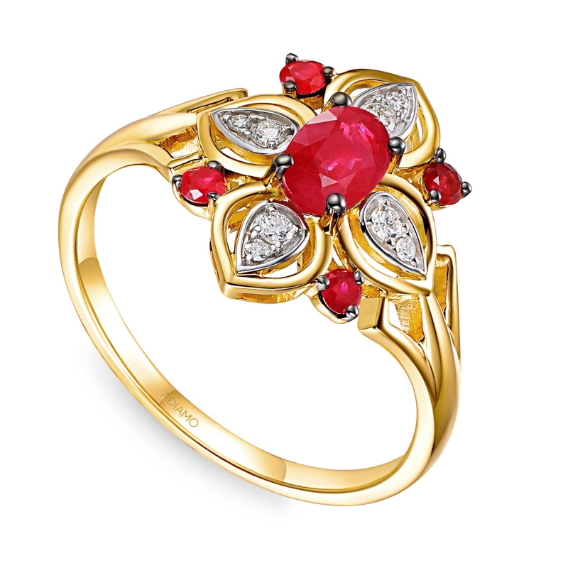 Pierścionek z rubinami i diamentami (R98880 Y RU): 10 - zdjęcie: 1