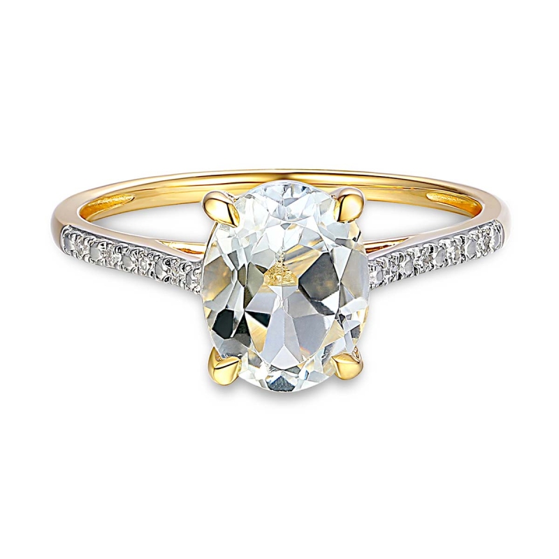 Pierścionek z białym topazem i diamentami (R86614 Y WT): 7 - zdjęcie: 2