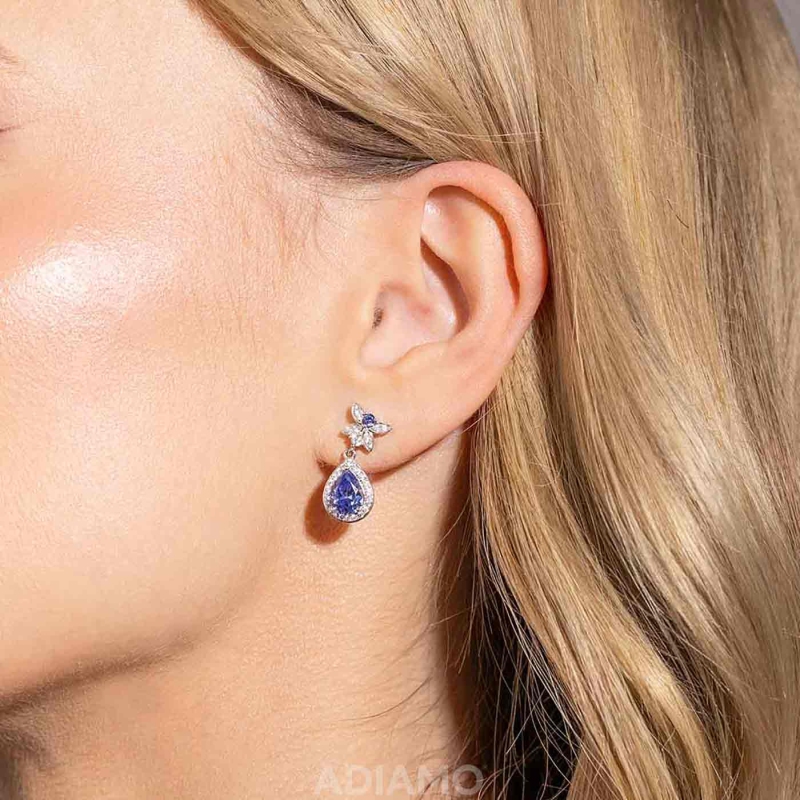 Kolczyki z tanzanitami i diamentami (E70487 W S T) - zdjęcie: 2