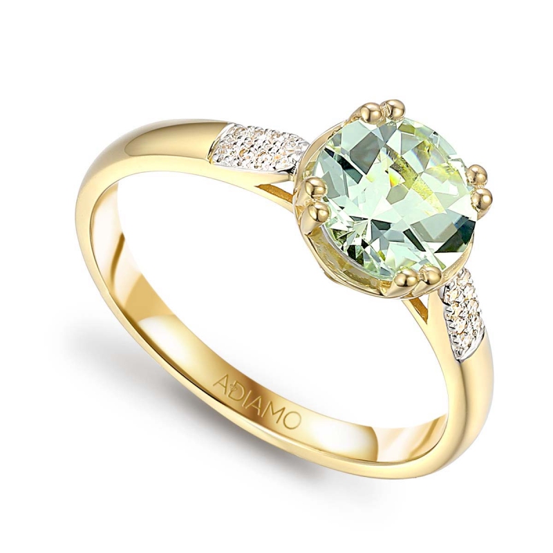 Pierścionek z zielonym ametystem i diamentami (R82457 Y GAM): 10 - zdjęcie: 1