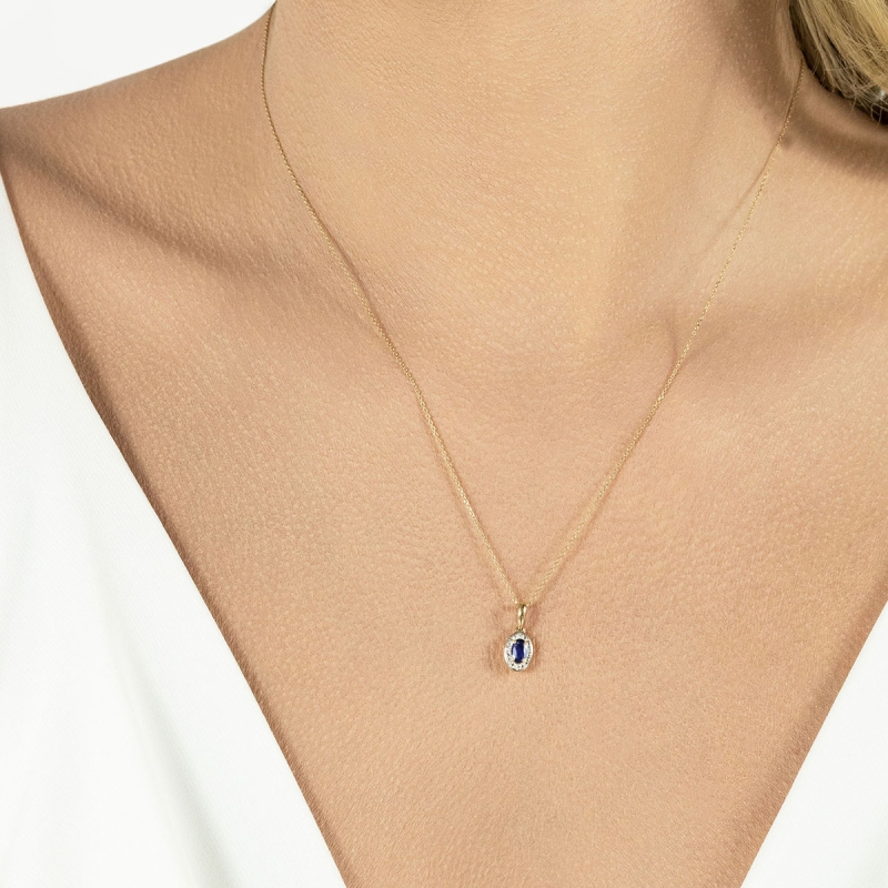 Zawieszka z szafirem i diamentami (P60389 Y SA) - zdjęcie: 2