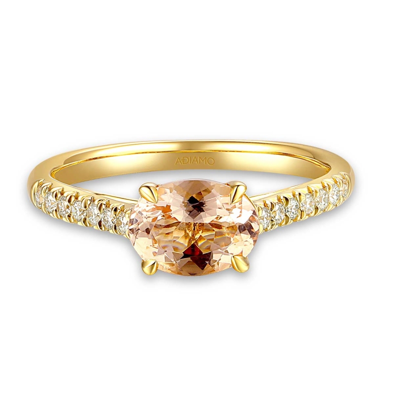 Pierścionek z morganitem i diamentami (R86650 Y MR): 7 - zdjęcie: 3