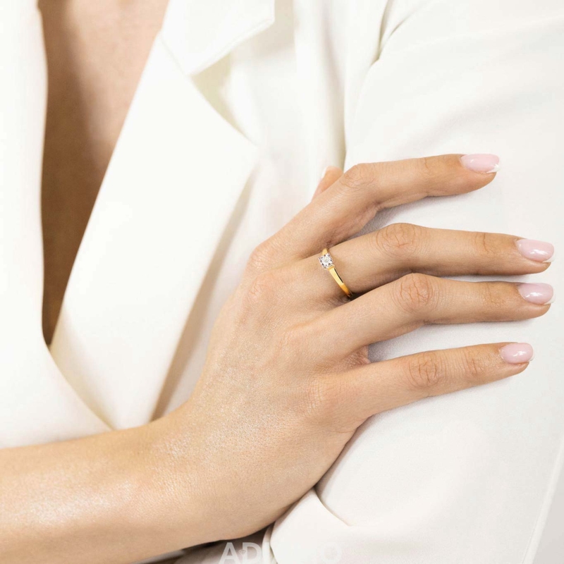 Pierścionek z diamentami (R55118 YW 0,08ct) - zdjęcie: 2