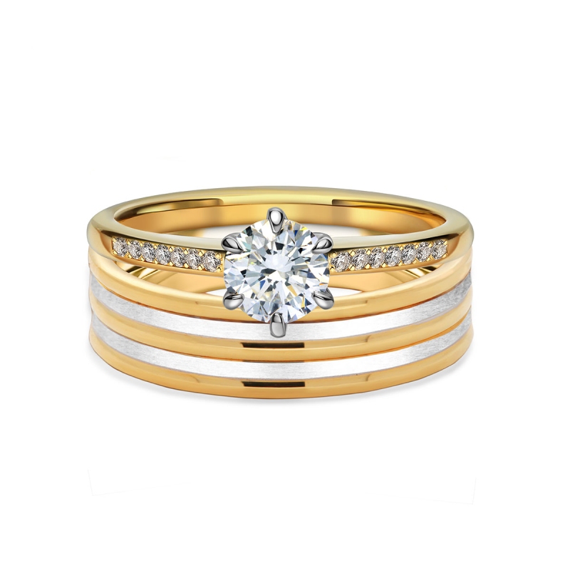 Obrączki ślubne, dwukolorowe złoto, płaskie, 6mm AD59: 8, 23 - zdjęcie: 3