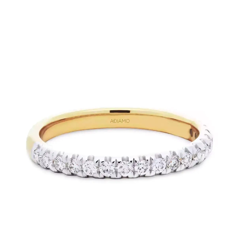 Obrączka ślubna, dwukolorowe złoto, diamenty, 2,5 mm: 7 - zdjęcie: 1