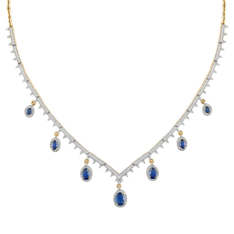 Kolia z szafirami i diamentami (N10716 Y SA) - zdjęcie: 1