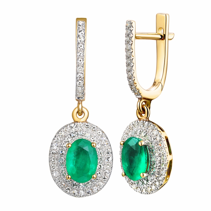 Kolczyki ze szmaragdami i diamentami (E95586 Y A EM) - zdjęcie: 1