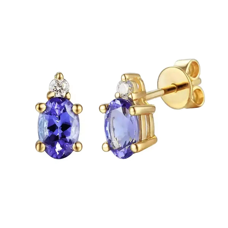 Kolczyki z tanzanitami i diamentami (E37303 Y S T) - zdjęcie: 1