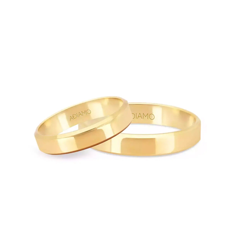 Obrączki ślubne, żółte złoto, trapezowe, 4mm i 4mm: 9, 25 - zdjęcie: 1