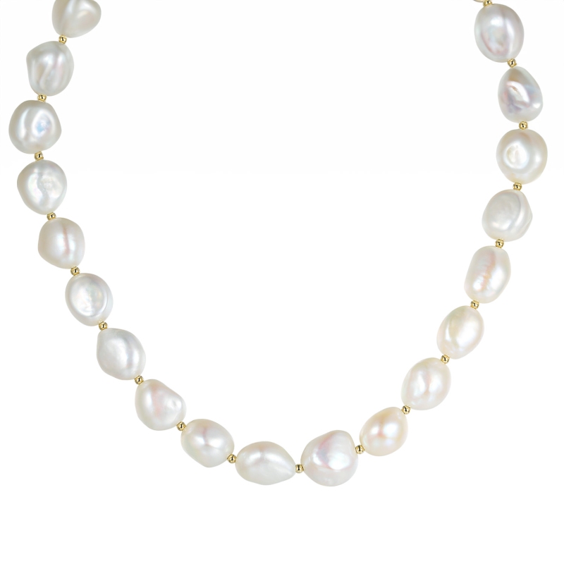 Naszyjnik złoty z perłami (N12054 Y PL) - zdjęcie: 1