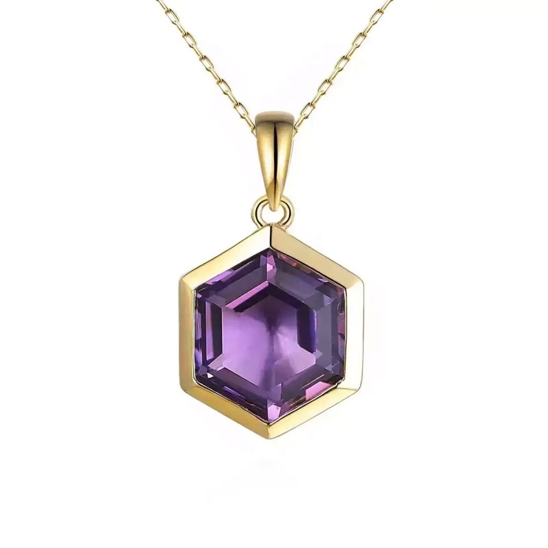 Zawieszka heksagon z ametystem (P84151 Y AM) - zdjęcie: 1