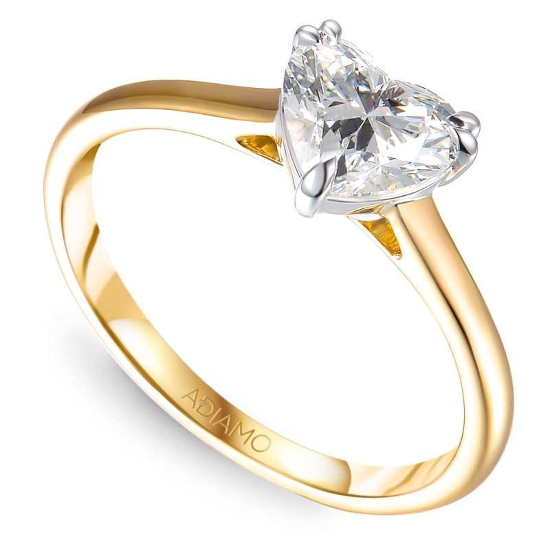 Pierścionek serce z diamentem laboratoryjnym (R96126 1,02ct YW LGD) - zdjęcie: 1