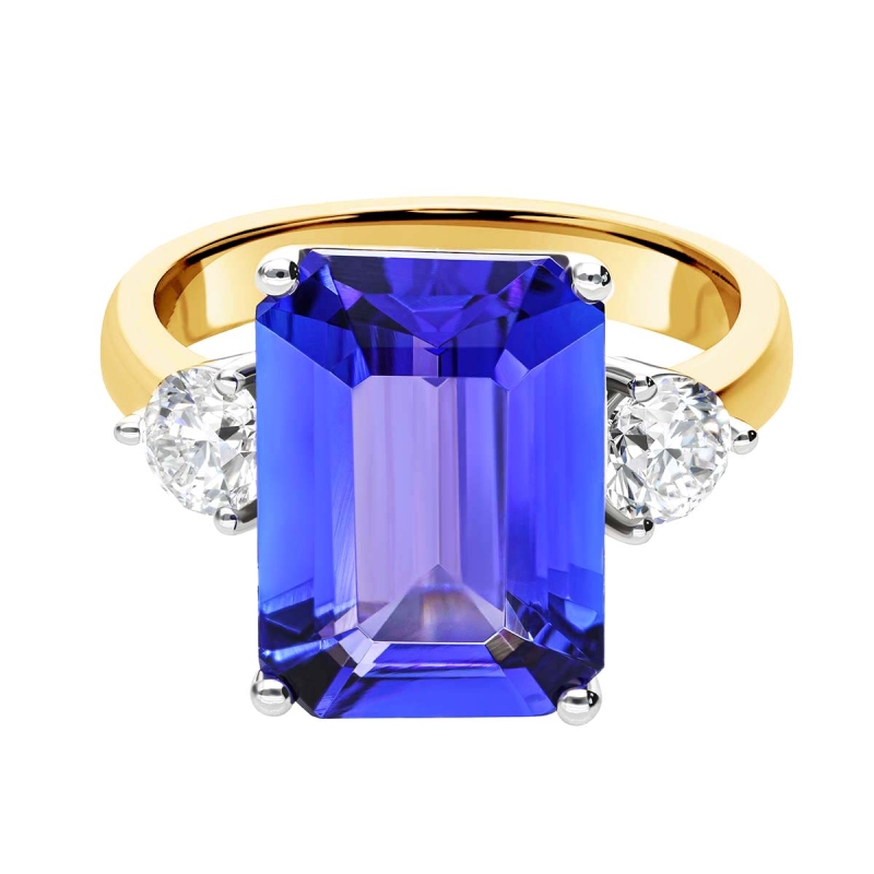 Pierścionek z tanzanitem i diamentami (R39446 YW T D): 10 - zdjęcie: 3