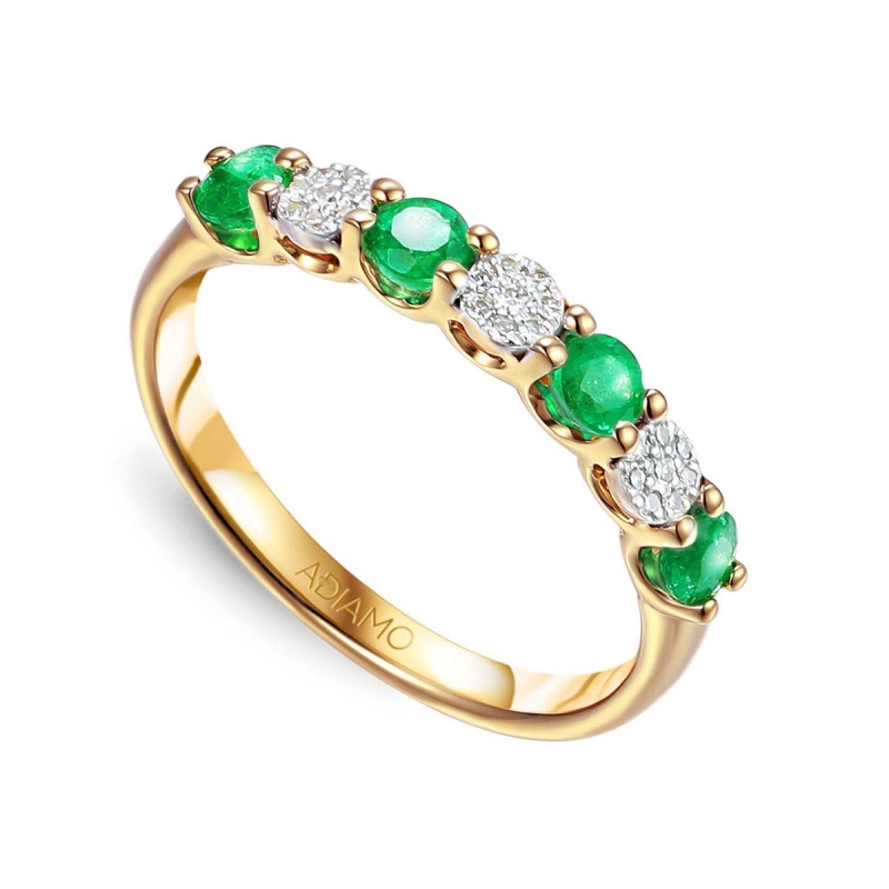 Pierścionek ze szmaragdami i diamentami (R85273 Y EM): 10 - zdjęcie: 1