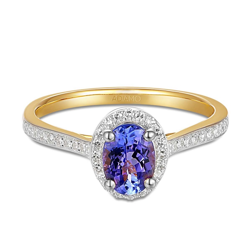 Pierścionek z tanzanitem i diamentami (R58727 YW T): 9 - zdjęcie: 3