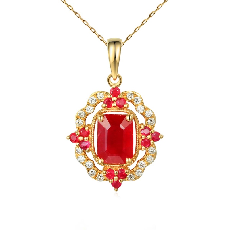 Zawieszka z rubinami i diamentami (P71858 Y RU) - zdjęcie: 1