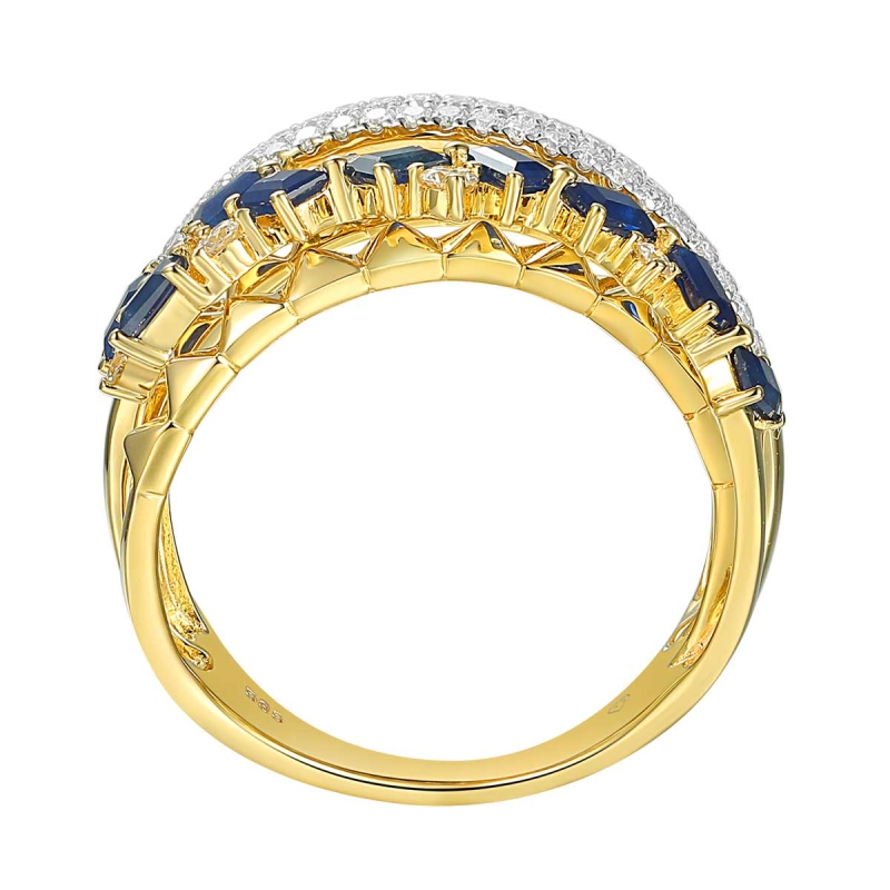 Pierścionek z szafirami i diamentami (R86489 Y SA): 7 - zdjęcie: 3