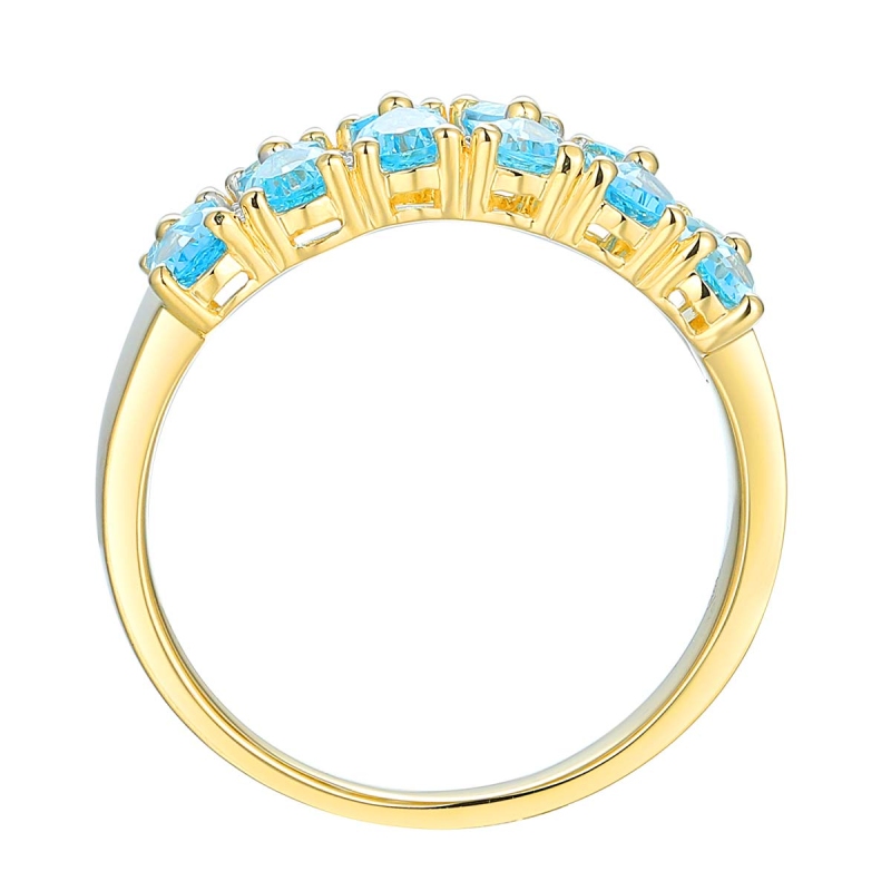 Pierścionek z niebieskimi topazami i diamentami (R93895 Y BT): 15 - zdjęcie: 2