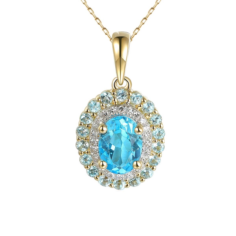 Zawieszka z niebieskimi topazami i diamentami (P71860 Y BT) - zdjęcie: 1