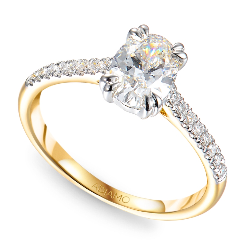 Pierścionek z diamentami laboratoryjnymi (R96117 YW LGD 1.00ct): 10 - zdjęcie: 1
