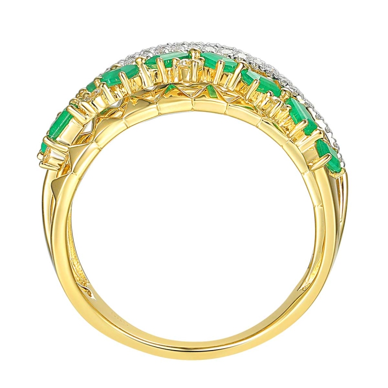 Pierścionek ze szmaragdami i diamentami (R86489 Y EM): 7 - zdjęcie: 3