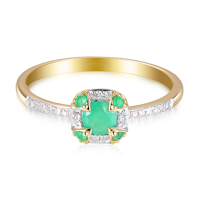 Pierścionek ze szmaragdami i diamentami (R98241 Y EM): 10 - zdjęcie: 2