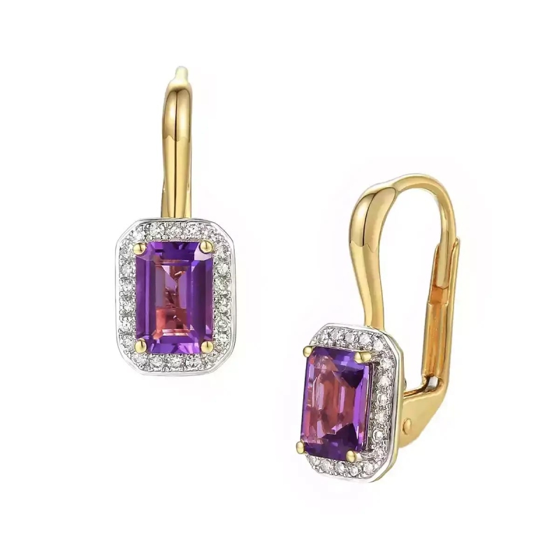 Kolczyki z ametystami i diamentami (E62904 Y P M AM) - zdjęcie: 1