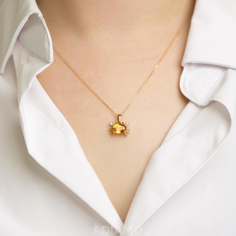 Zawieszka krab z cytrynem i diamentami (P88894 Y CT) - zdjęcie: 2