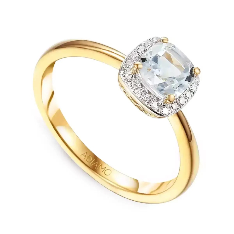 Pierścionek z białym topazem i diamentami (R58266 Y WT): 8 - zdjęcie: 1