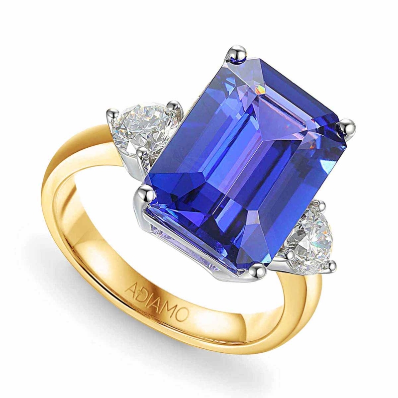 Pierścionek z tanzanitem i diamentami (R39446 YW T D): 10 - zdjęcie: 1