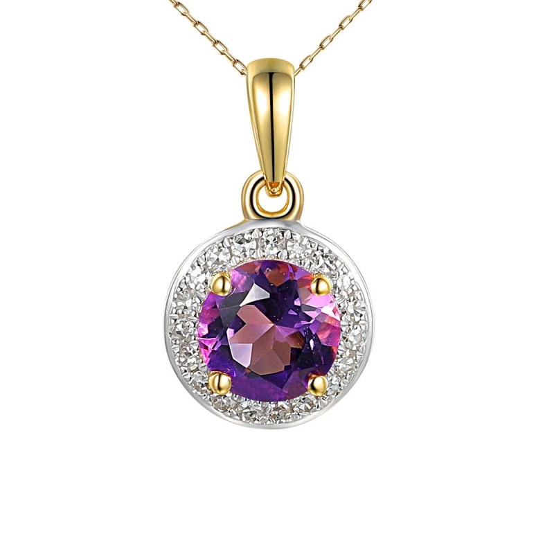Zawieszka z ametystem i diamentami (P62900 Y AM) - zdjęcie: 1