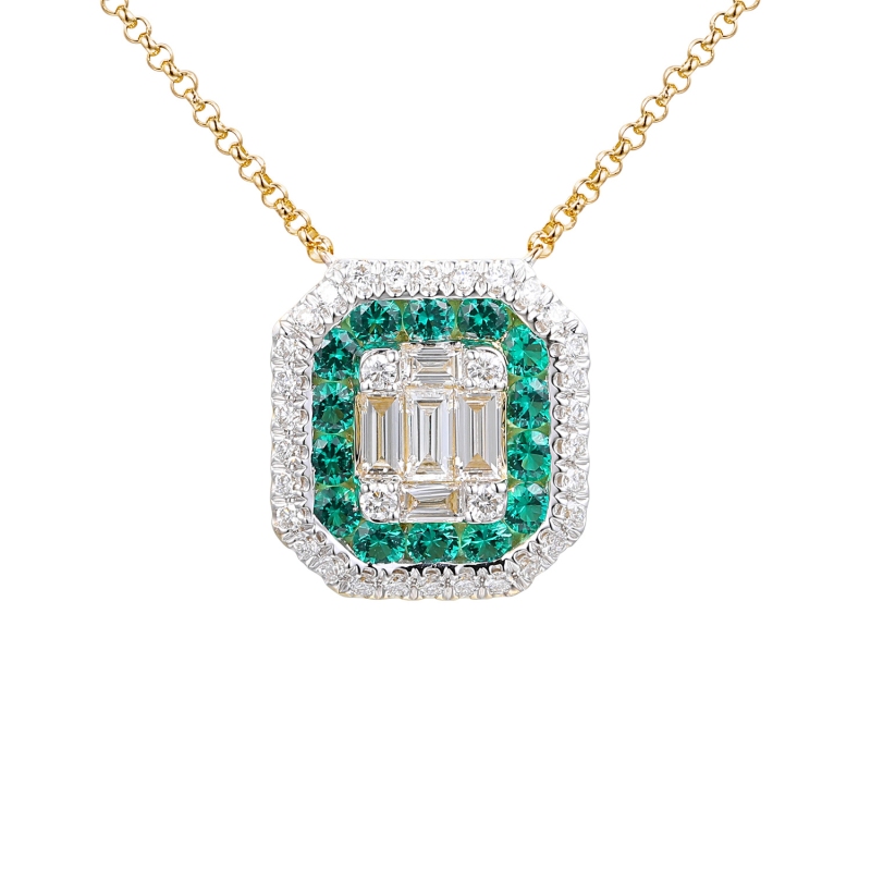 Naszyjnik ze szmaragdami laboratoryjnymi (N12235 Y G LGEM) - zdjęcie: 1