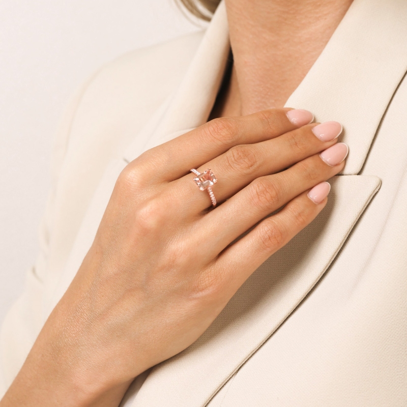 Pierścionek z morganitem i diamentami (R82483 R MR): 14 - zdjęcie: 2