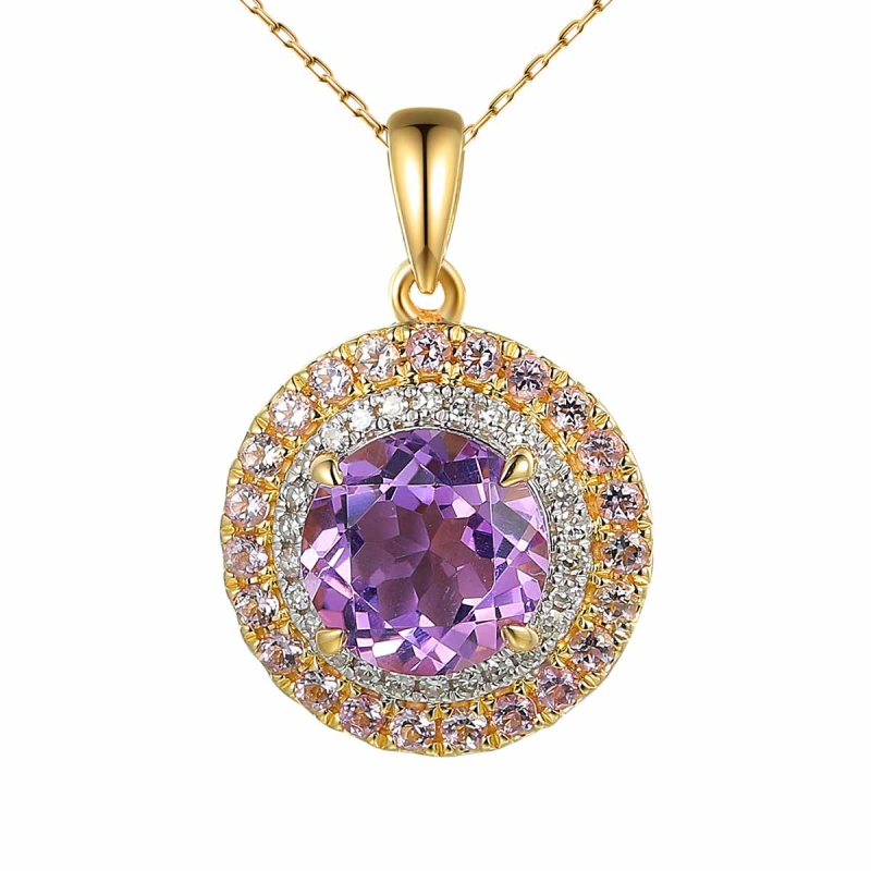 Zawieszka z różowymi ametystami i diamentami (P88806 Y PAM) - zdjęcie: 1