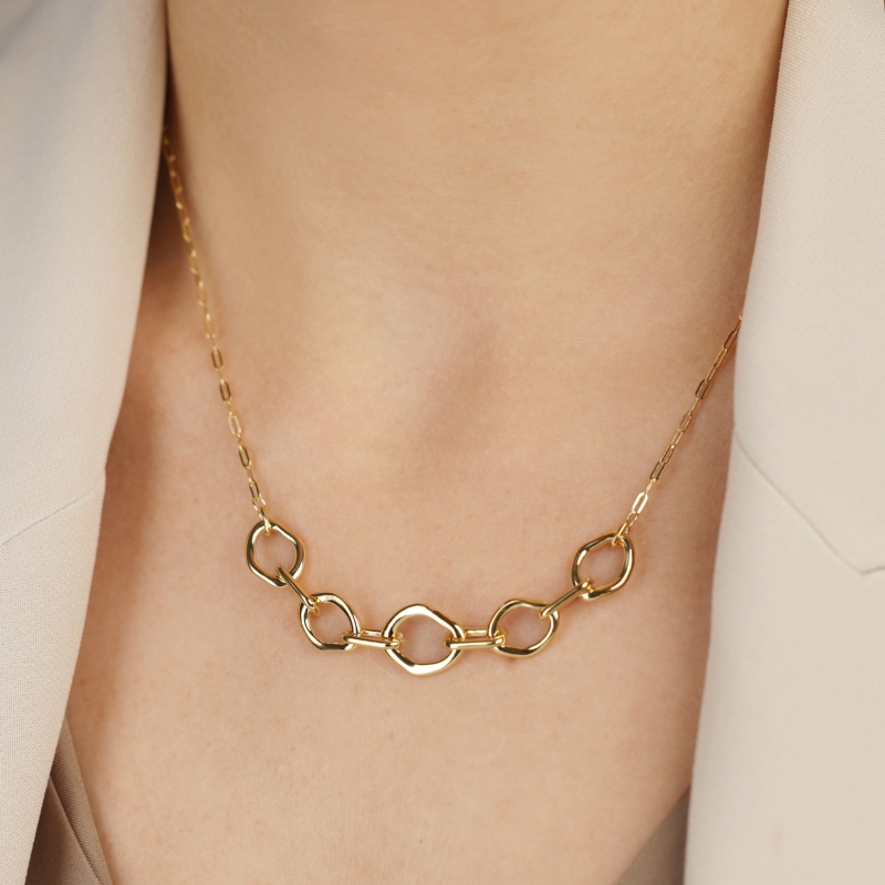 Naszyjnik srebrny pozłacany (N12646 Y 925) - zdjęcie: 2