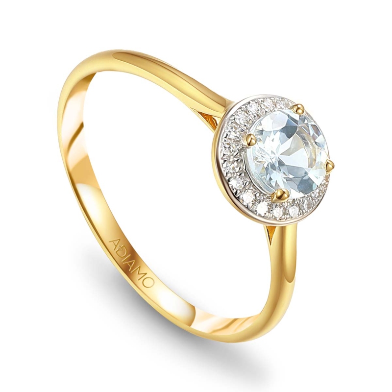 Pierścionek z akwamarynem i diamentami (R62900 Y M AQ): 8 - zdjęcie: 1