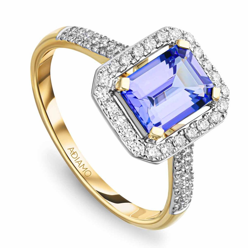 Pierścionek z tanzanitem i diamentami (R82005 Y T): 14 - zdjęcie: 1