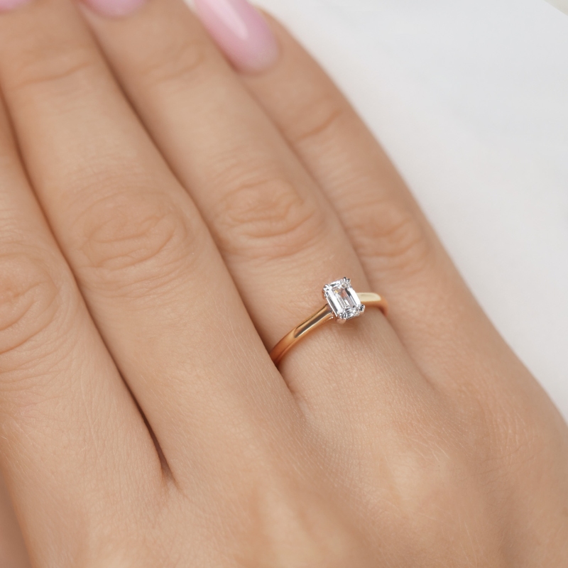 Pierścionek z diamentem laboratoryjnym (R96116 0,53ct YW LGD) - zdjęcie: 2