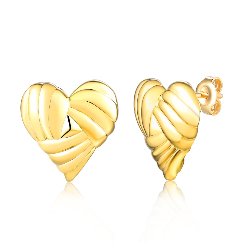 Kolczyki srebrne pozłacane serca (E100865 Y S 925) - zdjęcie: 1