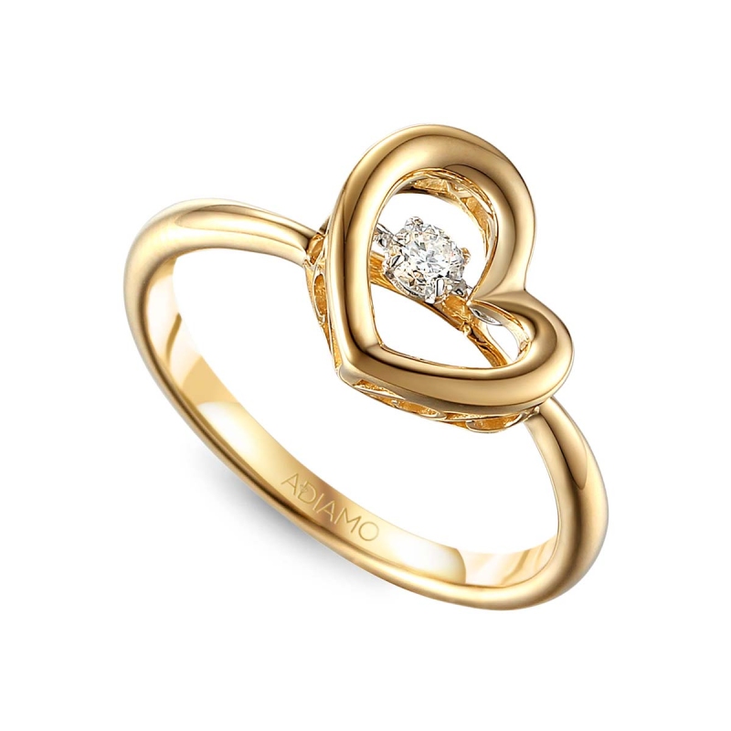 Pierścionek serce z diamentem (R66670 Y 0,09ct): 10 - zdjęcie: 1