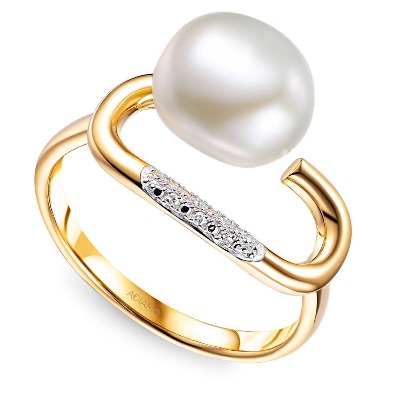 Pierścionek z perłą i diamentami (R98984 Y PL): 16 - zdjęcie: 1