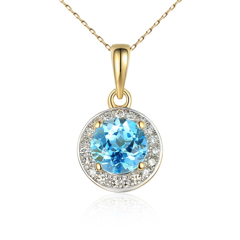 Zawieszka z niebieskim topazem i diamentami (P62900 Y BT) - zdjęcie: 1