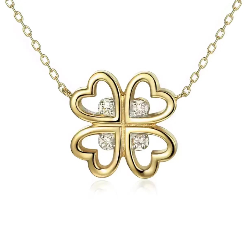 Naszyjnik koniczyna z diamentami (N06640 Y) - zdjęcie: 1