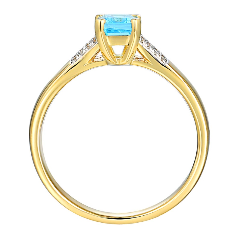 Pierścionek z niebieskim topazem i diamentami (R84147 Y BT): 7 - zdjęcie: 2